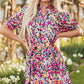 Hadlee Floral Puff Short Sleeve V Neck Mini Dress