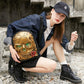 3D Skull With Rose Backpack ,3D Skull With Glowing Green Eyes
