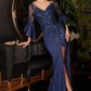 Long Bell Sleeve Lace & Satin Gown