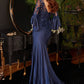Long Bell Sleeve Lace & Satin Gown