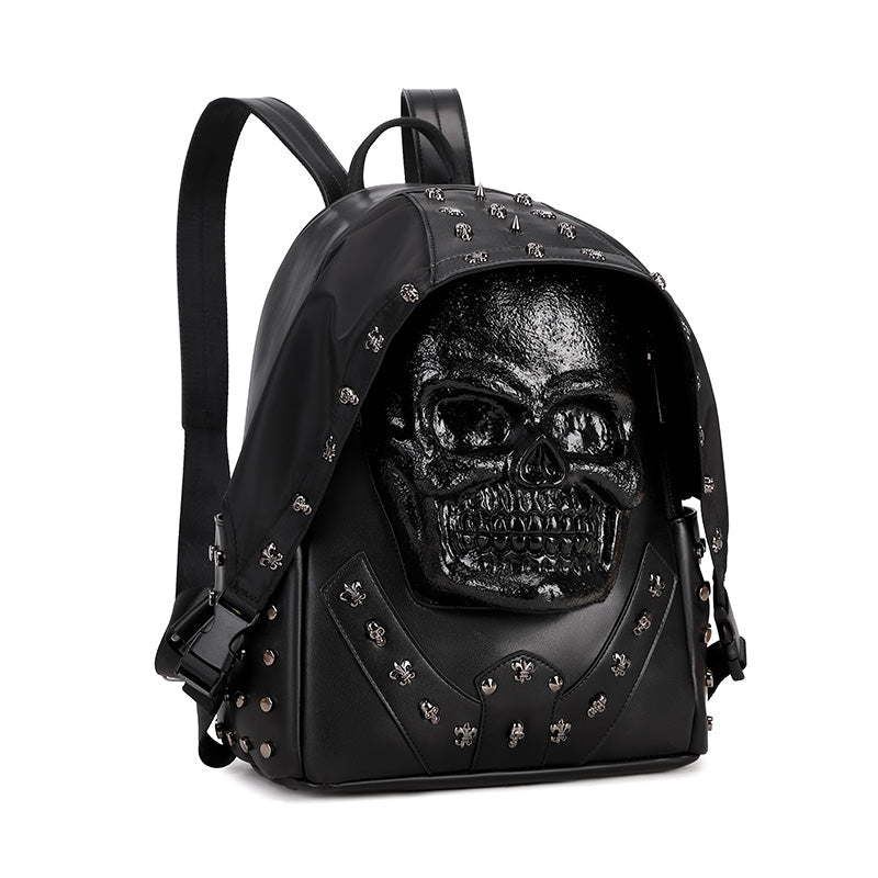 3D Backpack 3D  PU Leather Skull Studded Computer Backpack
