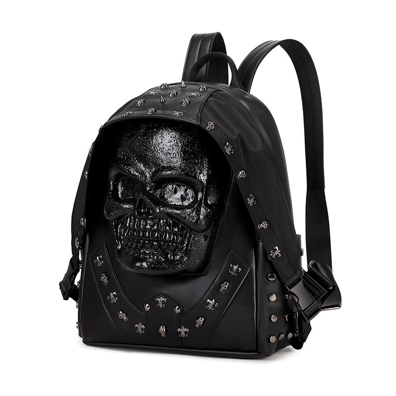 3D Backpack 3D  PU Leather Skull Studded Computer Backpack