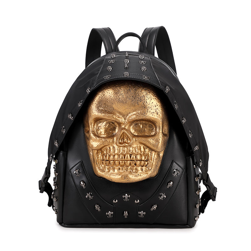 3D Backpack 3D  PU Leather Skull Studded Computer Backpack