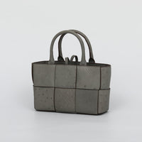 Genuine Ostrich Leather Mini Woven Satchel Top Handle Bag