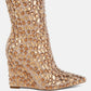 Trend Titan Diamante Slim Wedge Heel Boots