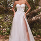 Strapless Floral Ball Gown Bridal