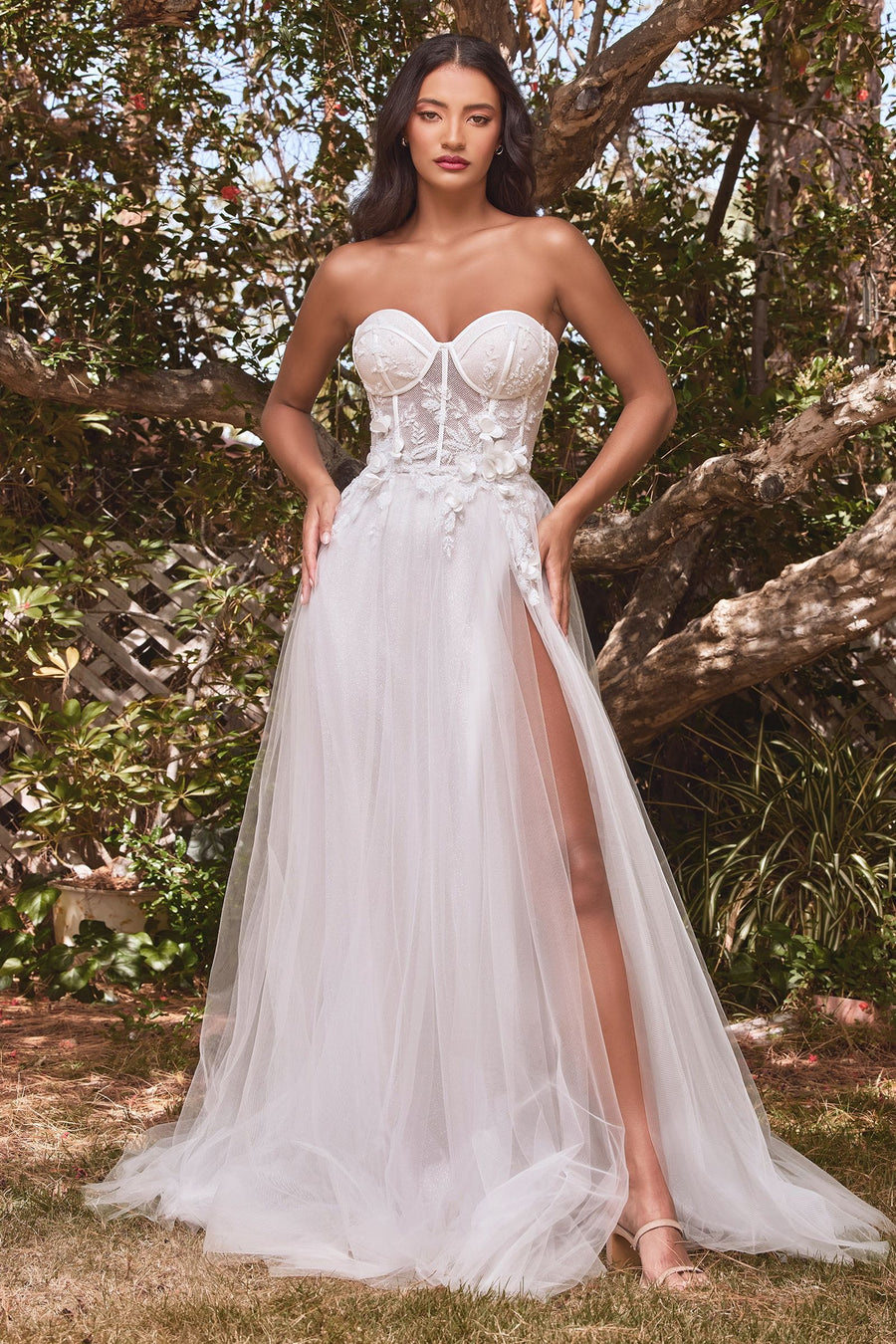 Strapless Floral Ball Gown Bridal