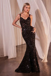 Fitted Sequin Dress With Velvet Details