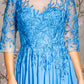 Bead Embroidery Sheer Neckline V-back Chiffon A-line Long Dress
