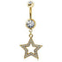 Gold-Plated 316L Surgical Steel Gemmed Star Navel Ring-0