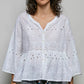 POL Eyelet Embroidery Peplum Button Front Cotton Shirt - EKOMSHOP product image