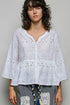 POL Eyelet Embroidery Peplum Button Front Cotton Shirt - EKOMSHOP product image