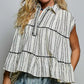 POL Striped Ruffle Collared Sleeveless Cotton Top - EKOMSHOP product image