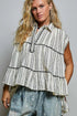 POL Striped Ruffle Collared Sleeveless Cotton Top - EKOMSHOP product image