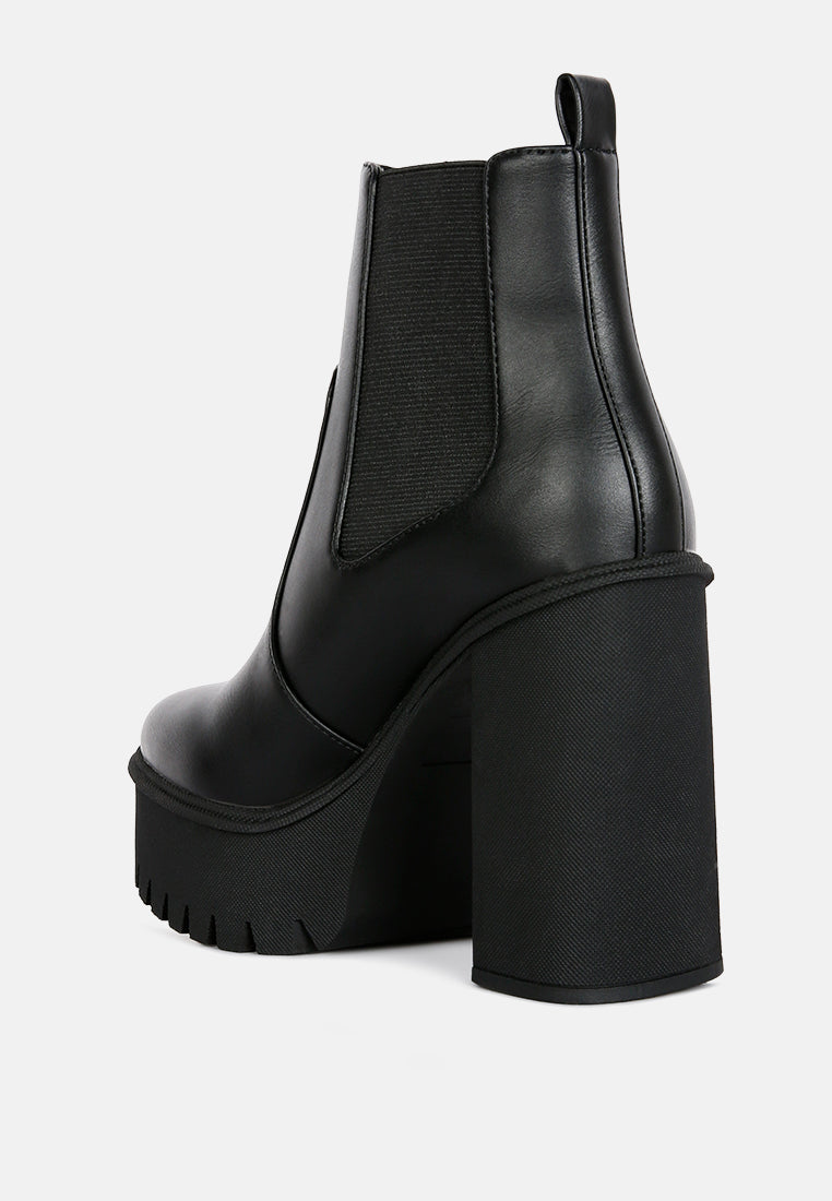 Shasha High Platform Block Heel Chelsea Boots-2