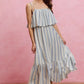 SO ME Stripe Tiered Shoulder Tie Midi Lined Dress - EKOMSHOP product image
