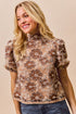 SO ME Texture Floral Mesh Top With Back Button Closure - EKOMSHOP product image
