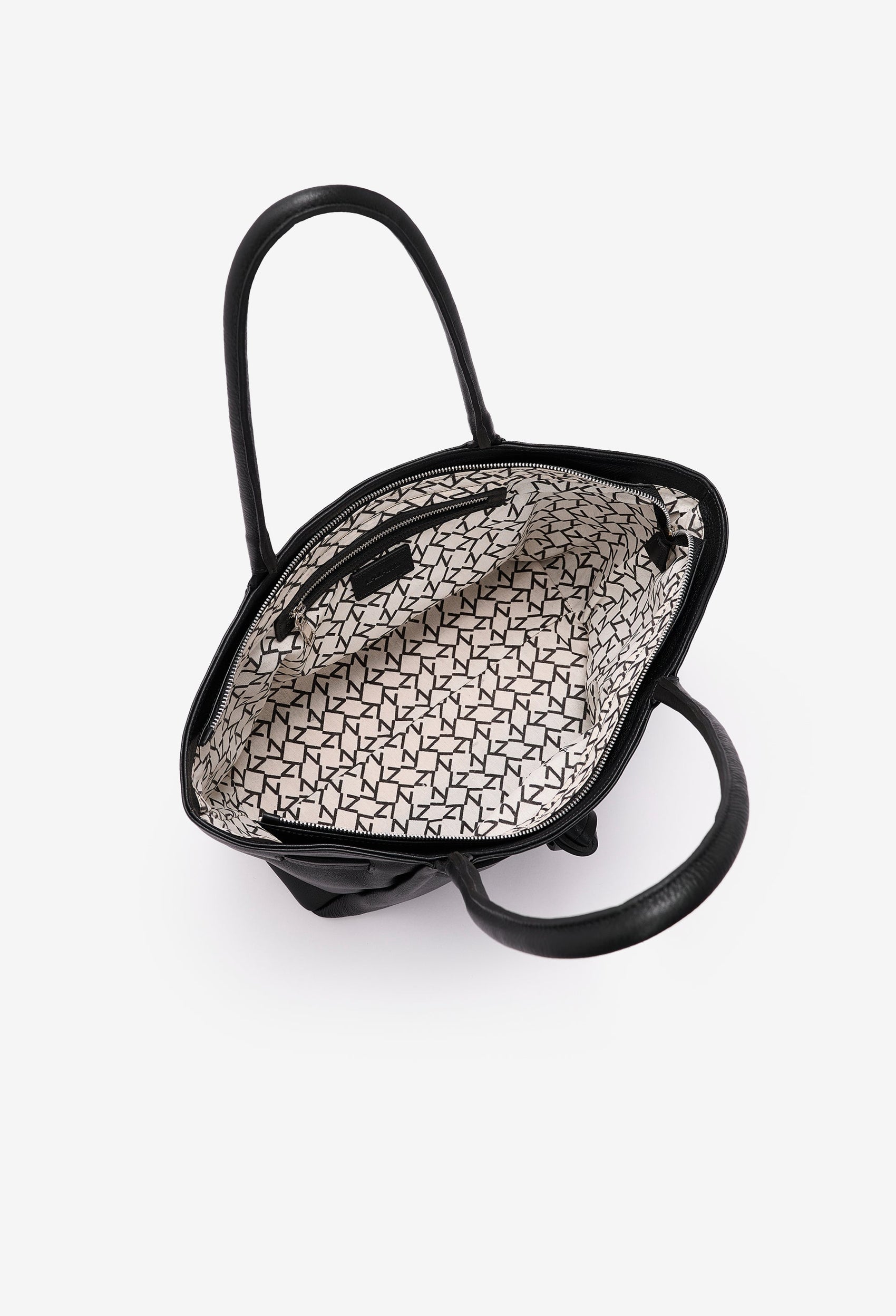 Warmi Large Black Leather Carryall Bag