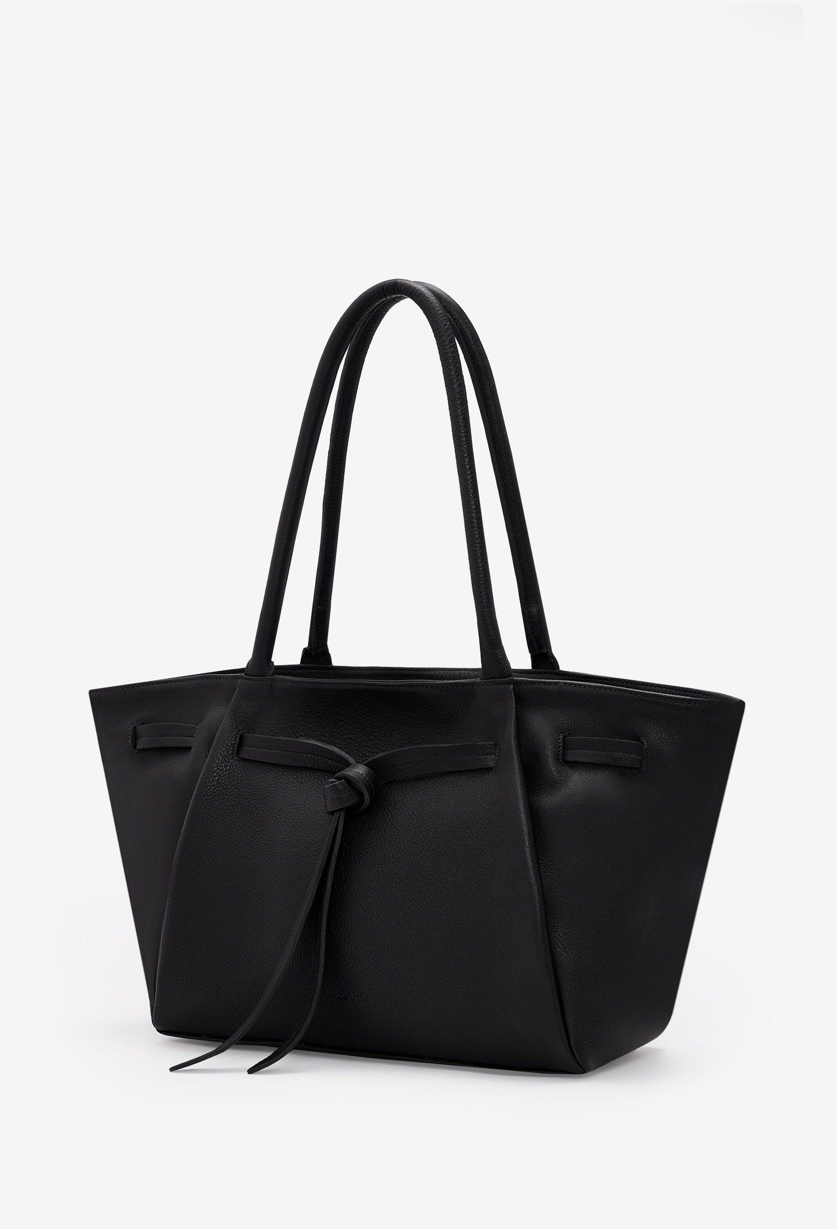 Warmi Large Black Leather Carryall Bag